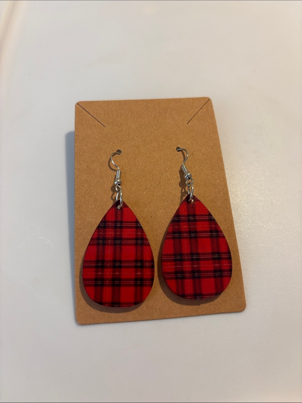 Fashion Jewelry Red Plaid Teardrop Earrings